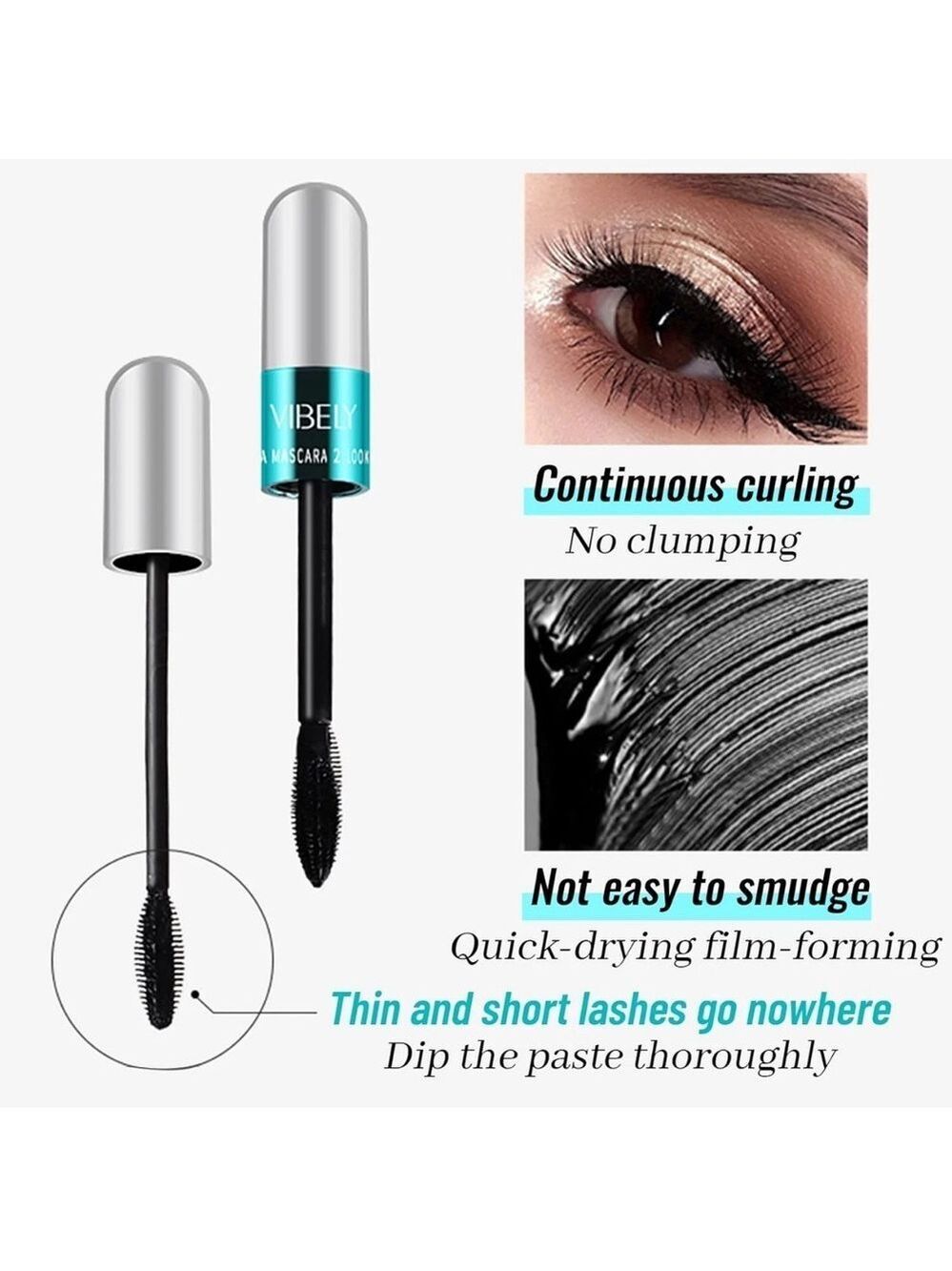 New Lash Cosmetics Vibely 4D Mascara w/ Dual Brushes For Long, Voluminous Lashes - Picture 11 of 15